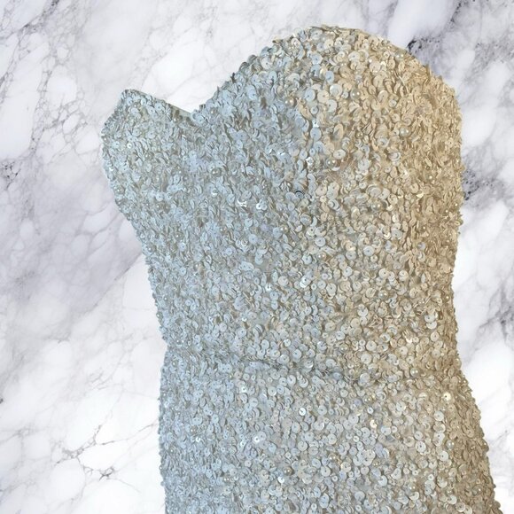 Parker Embellished Sequin Mini Dress in Ivory - Picture 9 of 11